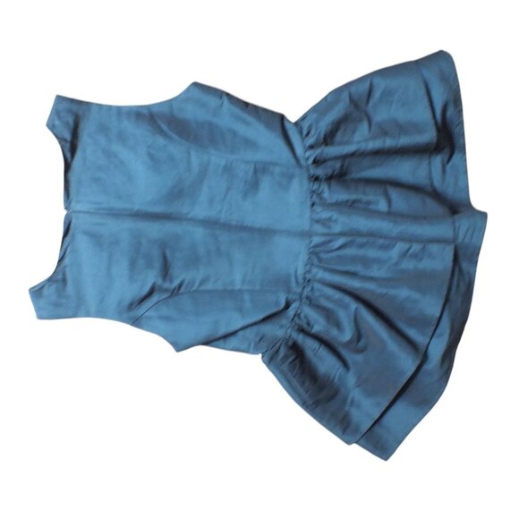 ASOS TEAL Shiny Taffeta Peplum Sleeveless Tank S - Picture 3 of 6